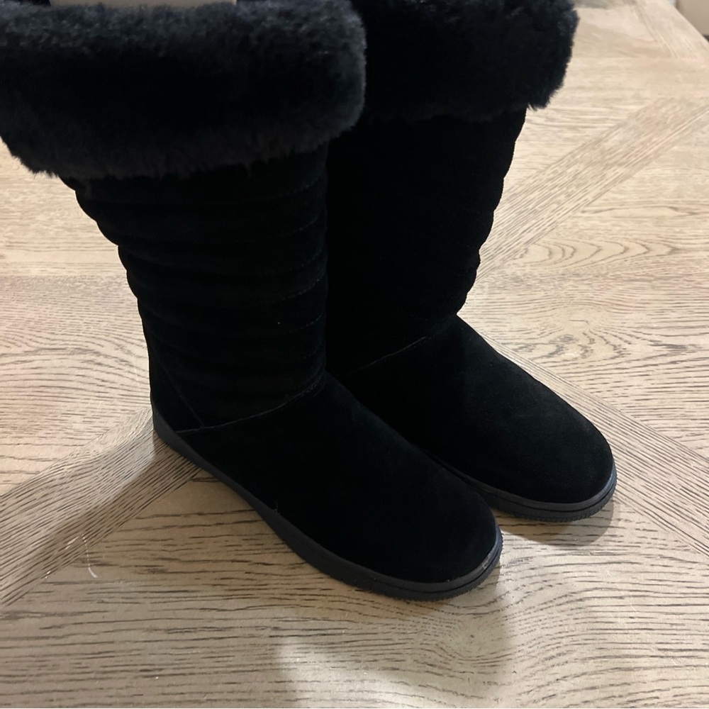 Style And Co Genuine Suede Uppers Novaa Black Winter Boots Size 8
